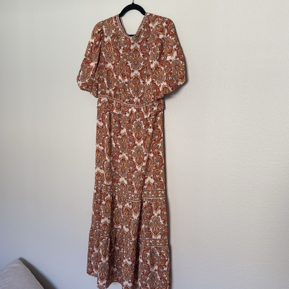 Boho Floral V-Neck Maxi Dress in Rust - Picture 3 of 3